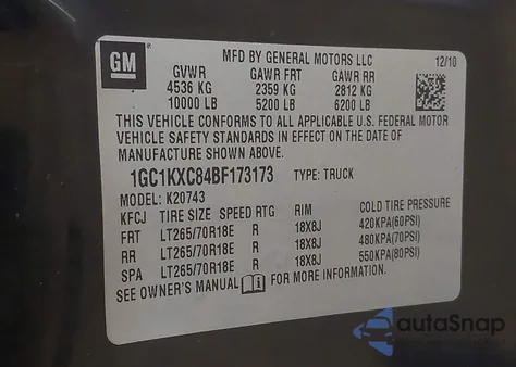 2011 Chevrolet Silverado 2500Hd Lt z USA, uszkodzony, nr VIN 1GC1KXC84BF173173